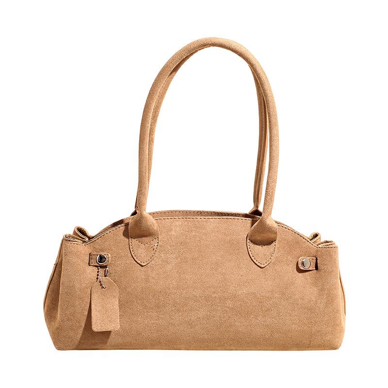 Premium texture suede underarm bag women's shoulder bag versatile fashion niche design baguette bag