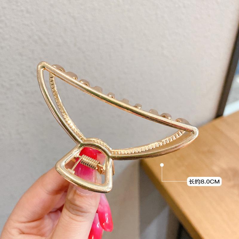 ncmama Fashion Metal Pearl Hair Claw For Women Gold Color Crab Hair Clip Girls Elegant Geometric Hairpin Korean Hair Accessories