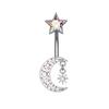 1pcs Moon Belly Button Rings 316L Steel Zircon Pendant Navel Piercing Ring for Women Body Belly Piercing Jewelry Silver Color