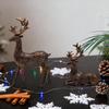 2PCS Retro Copper Reindeer Christmas Decoration Resin Christmas Reindeer Statues Standing and Sitting Deer Ornaments Home Decor