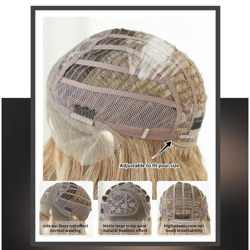T-Part Lace Wigs Mocha Brown Highlighting Waves Side Points Lace Wigs Full Headgear