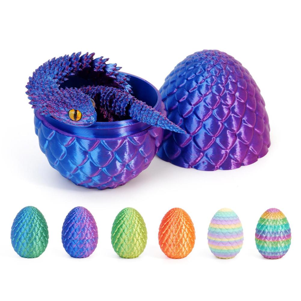 3D Printed Cool Snake Dragon Egg Multi-Joint Novel Easter Hot-Selling Gift Decompression Children'S Toys Desktop Decoration