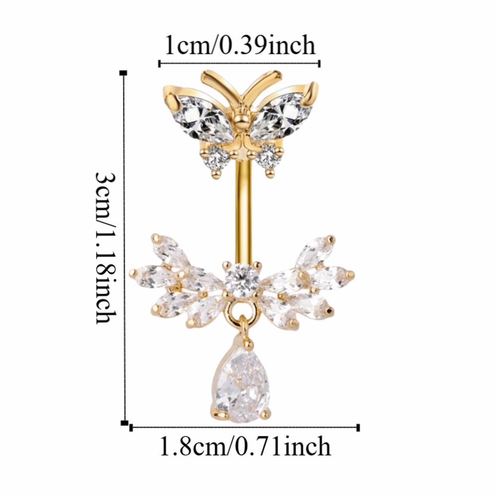 Anneau de nombril design papillon zirconium Anneau de nombril scintillant Piercing de nombril ailes mode Femmes