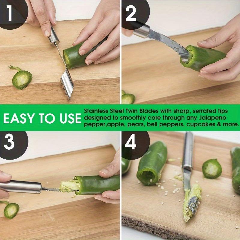 2pcs Stainless Steel Fruit Corer, Red Pepper Seed Remover, Vegetable and Fruit Corer, Kitchen Gadget, Convenient for Peeling and Slicing