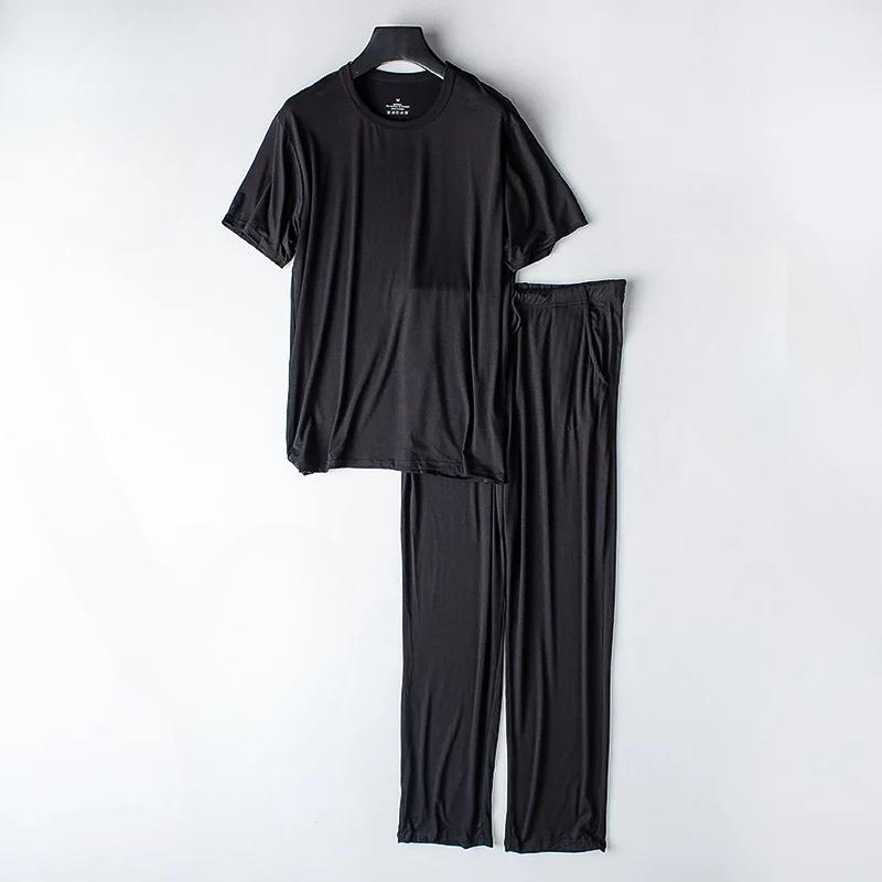 Ανδρικές πιτζάμες Modal Άνοιξη και Καλοκαίρι, Νέες, Δύο τεμαχίων, Κοντομάνικες παντελόνες, Λεπτές, Μεγάλου Μεγέθους, Ριχτές, Αθλητικές, Οικιακές, Πυτζάμες