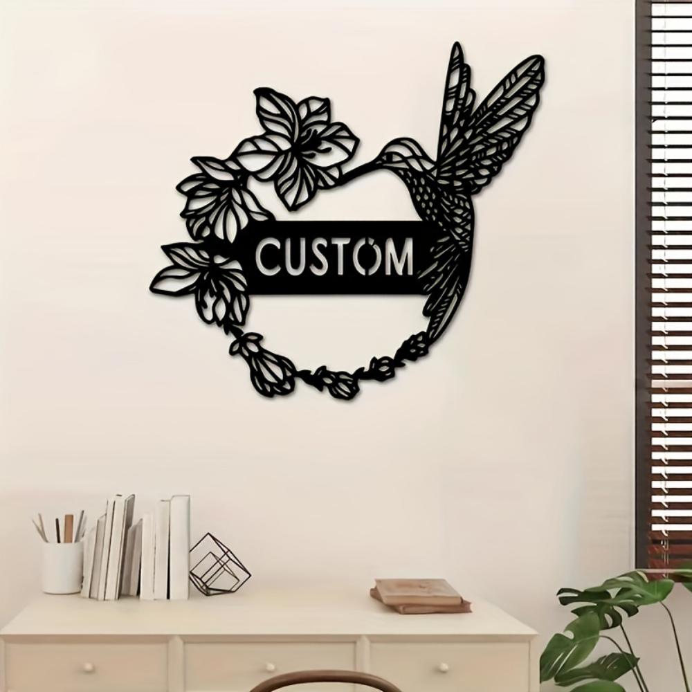 Custom Metal Wall Art Black Hummingbird Outdoor Garden Decoration Housewarming Gift