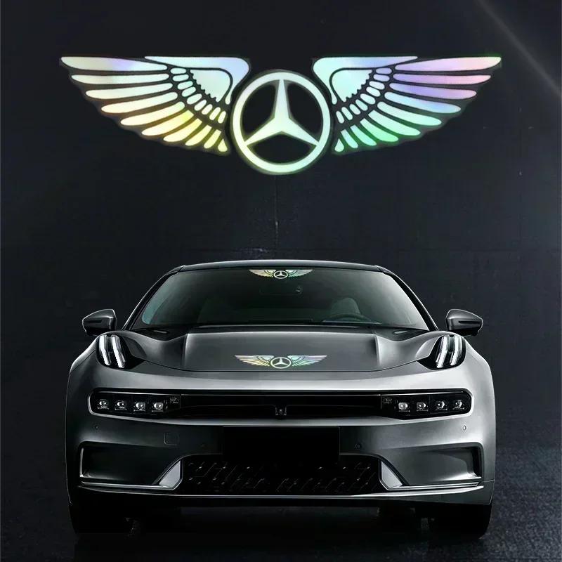 AZP2  Car Logo Angel Wings Decoration 3D Reflective Waterproof Sticker For Mercedes Benz Amg W204 W213 W205 W211 W212 W176 W205 W203
