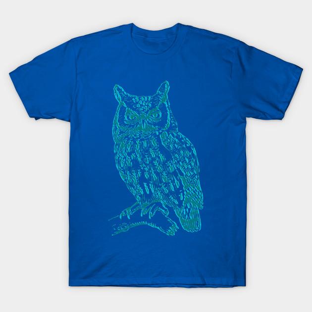 Unisex Fashion TShirt Blue Owl Print TShirt Plus Size S-5XL T-Shirt 100%Cotton Tops O Neck Short Sleeve Tees
