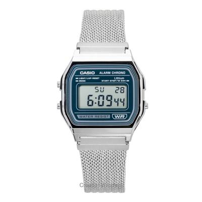 Montre Unisexe Digitale en Acier Inoxydable Maille Quartz A158WEM-3 Vintage
