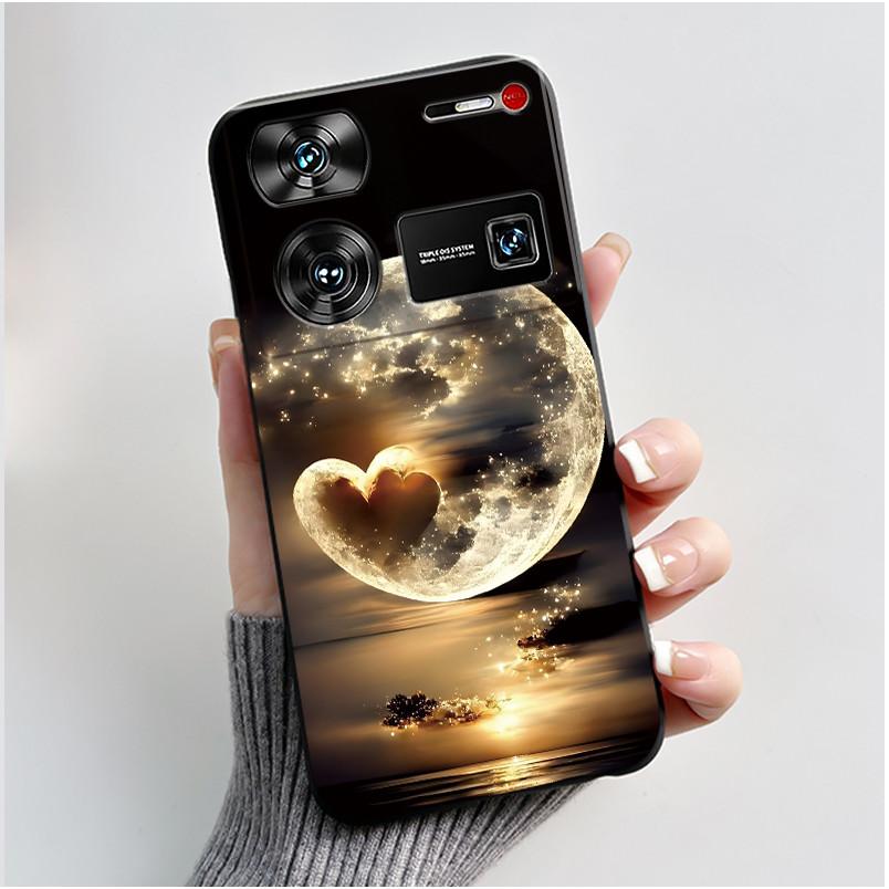 Case For ZTE Nubia Z60 Z70 Z70S Z50 Ultra Cute Love Heart Rabbit Matte Black Soft Silicone Cover For Nubia Z60Ultra Fundas Shell