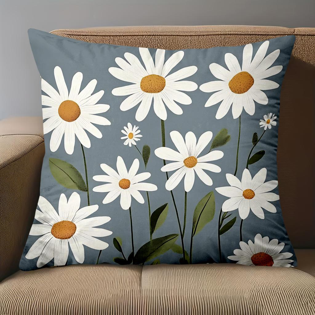 1 Pieces Boho Daisy Floral Throw Pillow Covers Farmhouse Decor Pattern Cushion Cover Suitable For Sofa Bedroom Car Pillow Cover