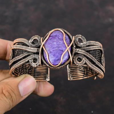 Charoit Armreif Kupferdraht gewickelt Edelstein Armreif Handarbeit Schmuck Verstellbarer Armreif Kupfer Schmuck Geschenk für Ihn Neuestes Design Armreif
