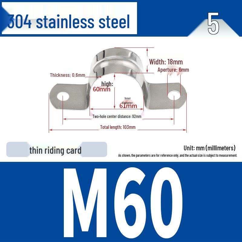 304 Stainless Steel U-Bolt Pipe Clamp Bracket - Pipe & Hose Clip Snap-on Hoop