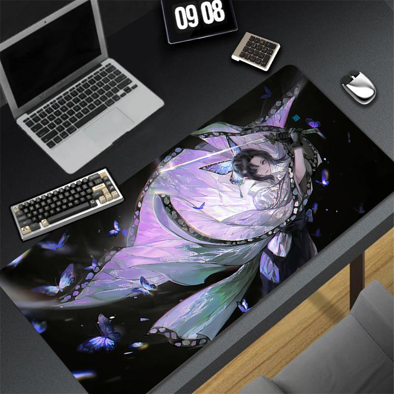 Wisteria Flower Mouse Pad Laptop Purple Anime Girl Keyboard Rug Demon Slayer Kochou Shinobu Mousepad PC Butterfly Gamer Desk