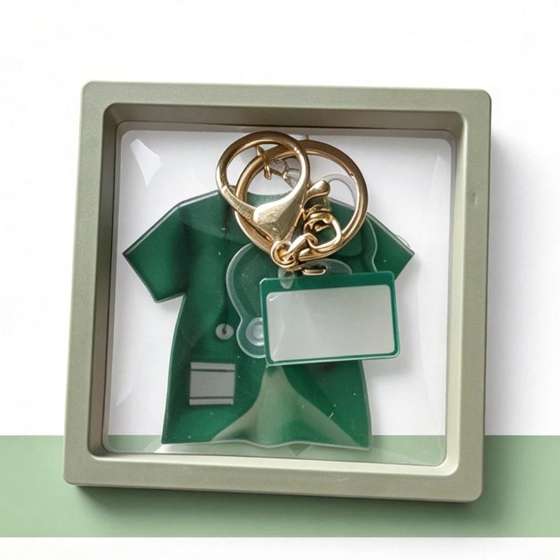 Medical Scrub Keychain Cute Stethoscope Decor Clear 2D Pattern Non-fading Pendant for Healthcare Workers Christmas Gift