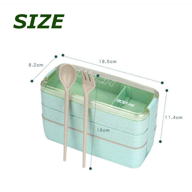 Cutie de prânz cu 3 straturi Linguriță Furculiță Veselă Set cutie Bento pentru depozitarea alimentelor Cuptor cu microunde