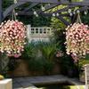 2pcs 75cm White Artificial Morning Glory Wall Hanging Faux Violet Plants Hanging Flowers Vines for Home Garden Wedding Decor