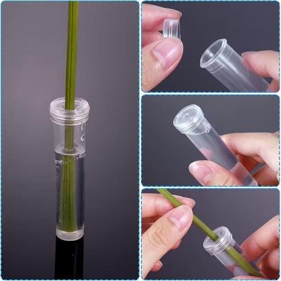 20 Piezas Tubos de Agua para Flores de Plástico con Tapas de Silicona, Frascos Florales Transparentes Reutilizables Para Conservación de Flores y Plantas