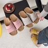 Thick-soled Slippers Women's Summer Wear Retro Leather One-word Casual Cool Slippers Slippers B & B