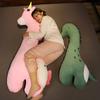 Large Dinosaur Pillow Plush Toy Unicorn Giraffe Doll Girl Sleeping Long Pillow Doll Ragdoll