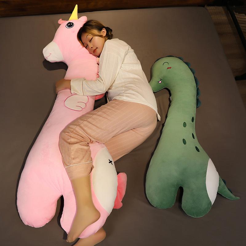Large Dinosaur Pillow Plush Toy Unicorn Giraffe Doll Girl Sleeping Long Pillow Doll Ragdoll
