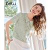 Betu Women's Summer Linen Blend Knit Short Sleeve Top