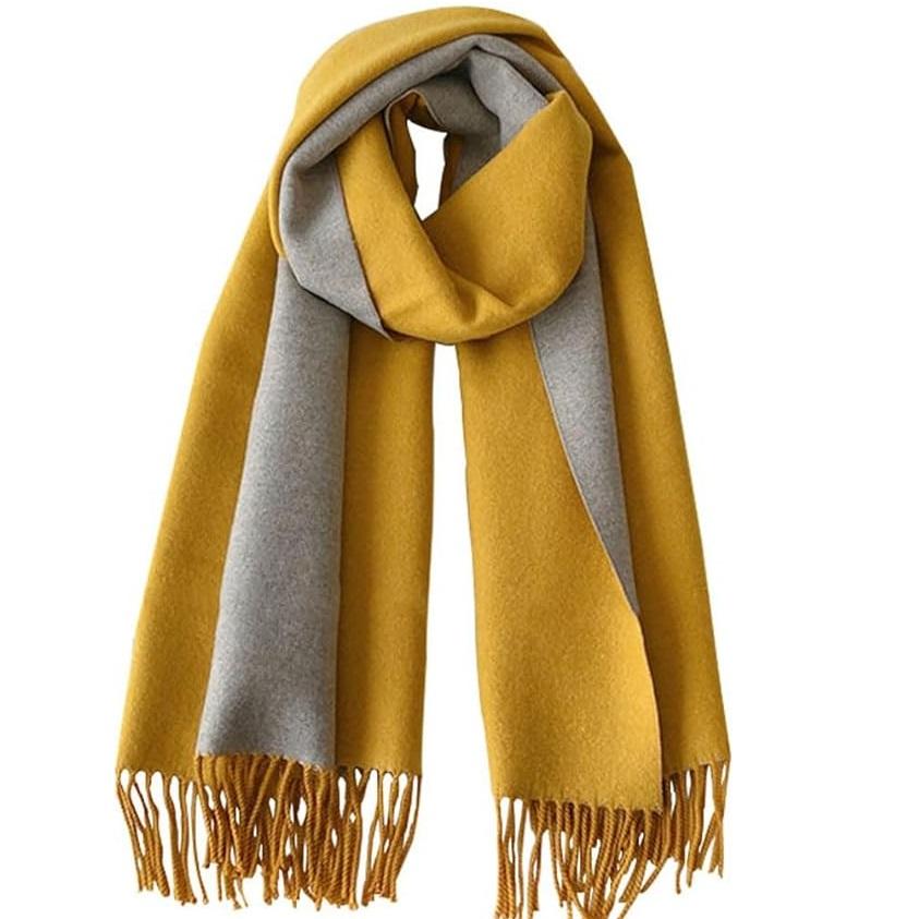 200*70cm Kunstig Kasjmirskjerf for Kvinner Ullskjerf Dobbeltsidig Stil Dusker Vinter Tykt Oversized Skjerf Sjal