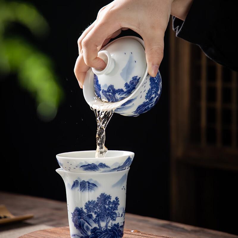 Retro Blue & White Porcelain Kung Fu Tea Set