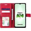 Coque semi-rigide en cuir PU rétro rouge pour Samsung Galaxy A14 4G-5G + 2 verres trempés