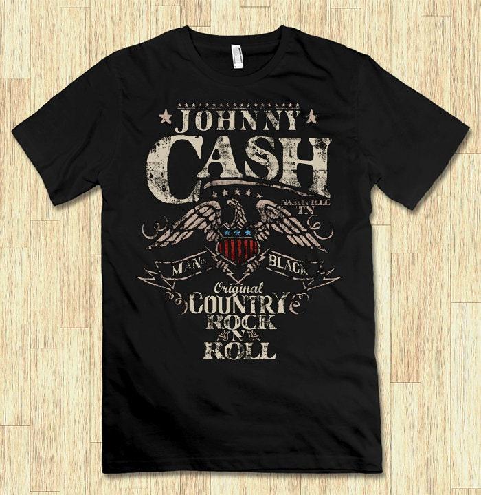 Johnny Cash Rock & Roll Vintage T-Shirt, Men's Women's Sizes (met-731)