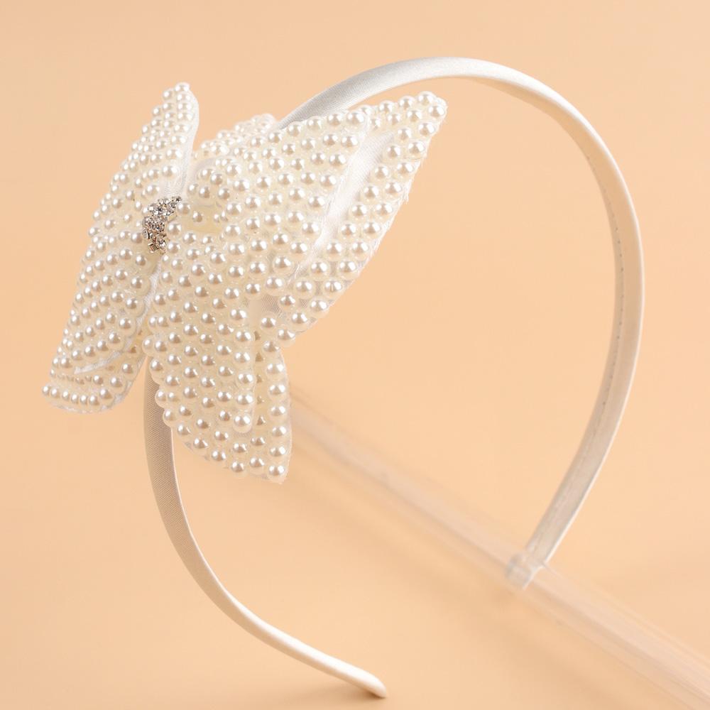 

Boutique Pearl Bows Headband White Rhinestone Hairband For Girls Children Simple Fashion Hair Hoop Kids Hair Accessories Gifts