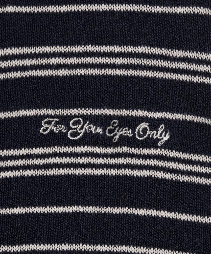 Poyueoaijeuonli If Stripe V-Neck Knit (Navy)