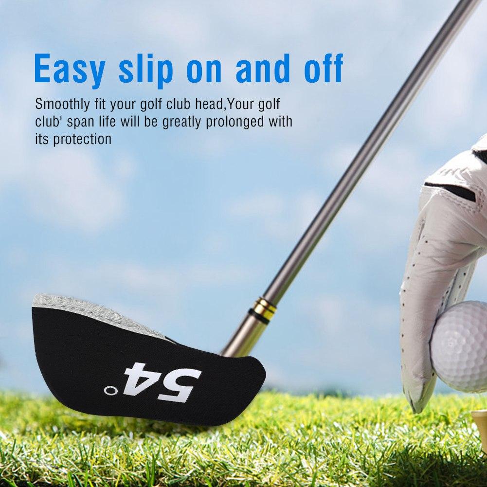 6Pcs Golf Club Iron Head Elastic Protective Cover Case Set Accessory(Black)