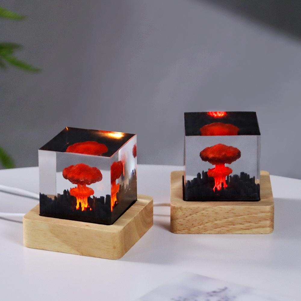 DIY Handmade Resin Atomic Bomb Explosion Mushroom Cloud Night Light Ornament