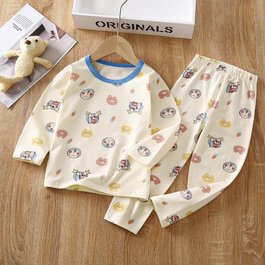 Kids' Autumn Lycra Cotton Pants Set: High-Elastic, Cartoon Print, Soft & Skin-Friendly Home Wear.