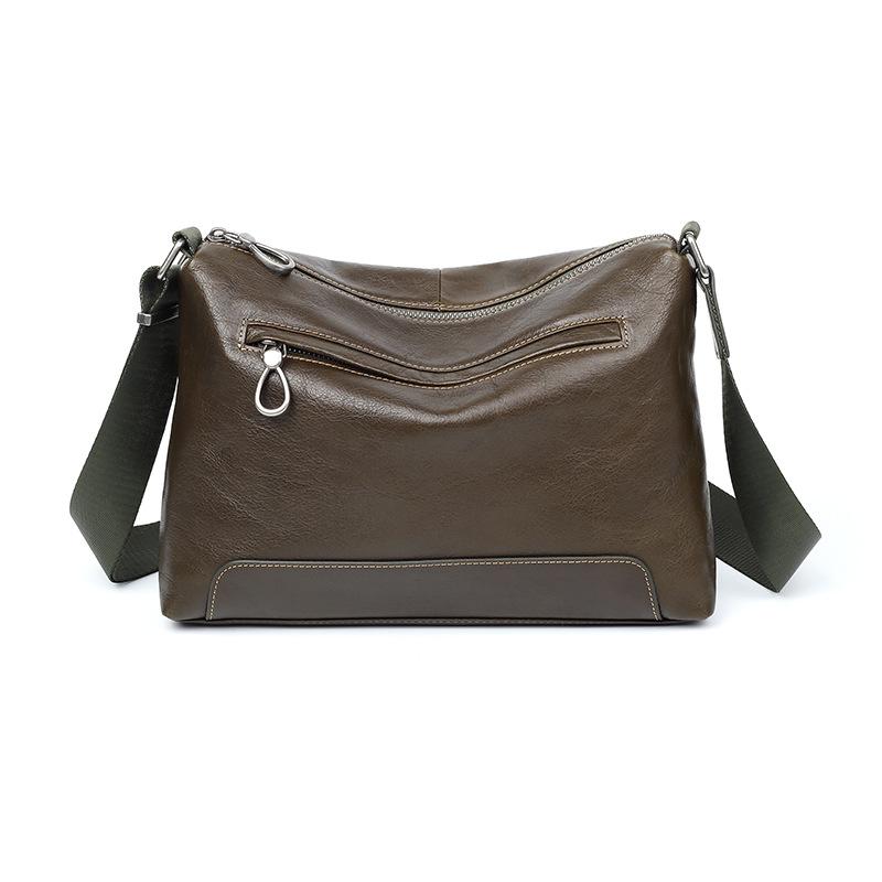 Genuine Leather Men's Stylish Casual Men's Horizontal Top Layer Cowhide Shoulder Bag Simple Large Capacity Crossbody Bag