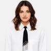 Preppy Pearl Tassel Tie Long Decorative Women Shirt Accessory Elegant Style for School Uniform Work Party