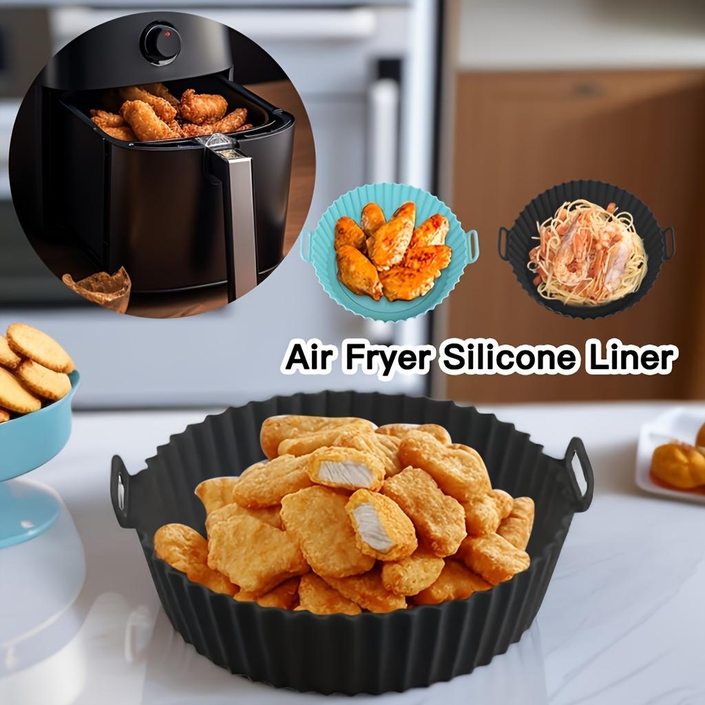 Silicone Air Fryer Pot Tray Food Safe Reusable Round BBQ Barbecue Pad Plate Airfryer Oven Baking Mold Basket Pan for Kitchen