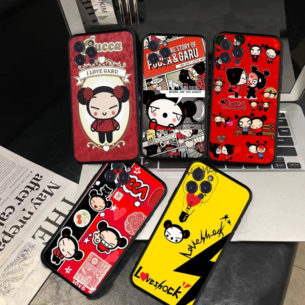 Popular Animation P-Pucca For IPhone 17 16 15 14 13 12 11 Pro Max 13 17Air Shockproof Soft Phone Cases Coque