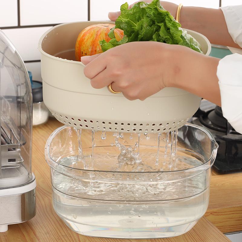 Transparent PET Plastic Multi-purpose Draining Basket - Drop-Resistant, Dustproof, Ideal for Vegetables & Fruits