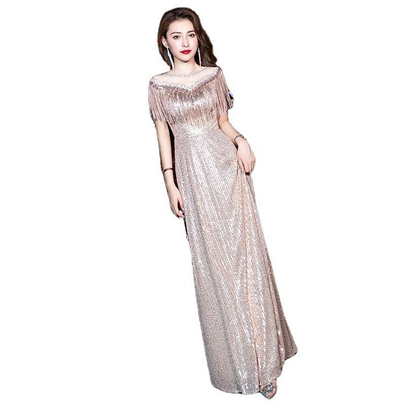 Banquet Evening Dress Dress Women's 1011 New Banquet Temperament Long Sequin Dress Aura Queen Evening Dress