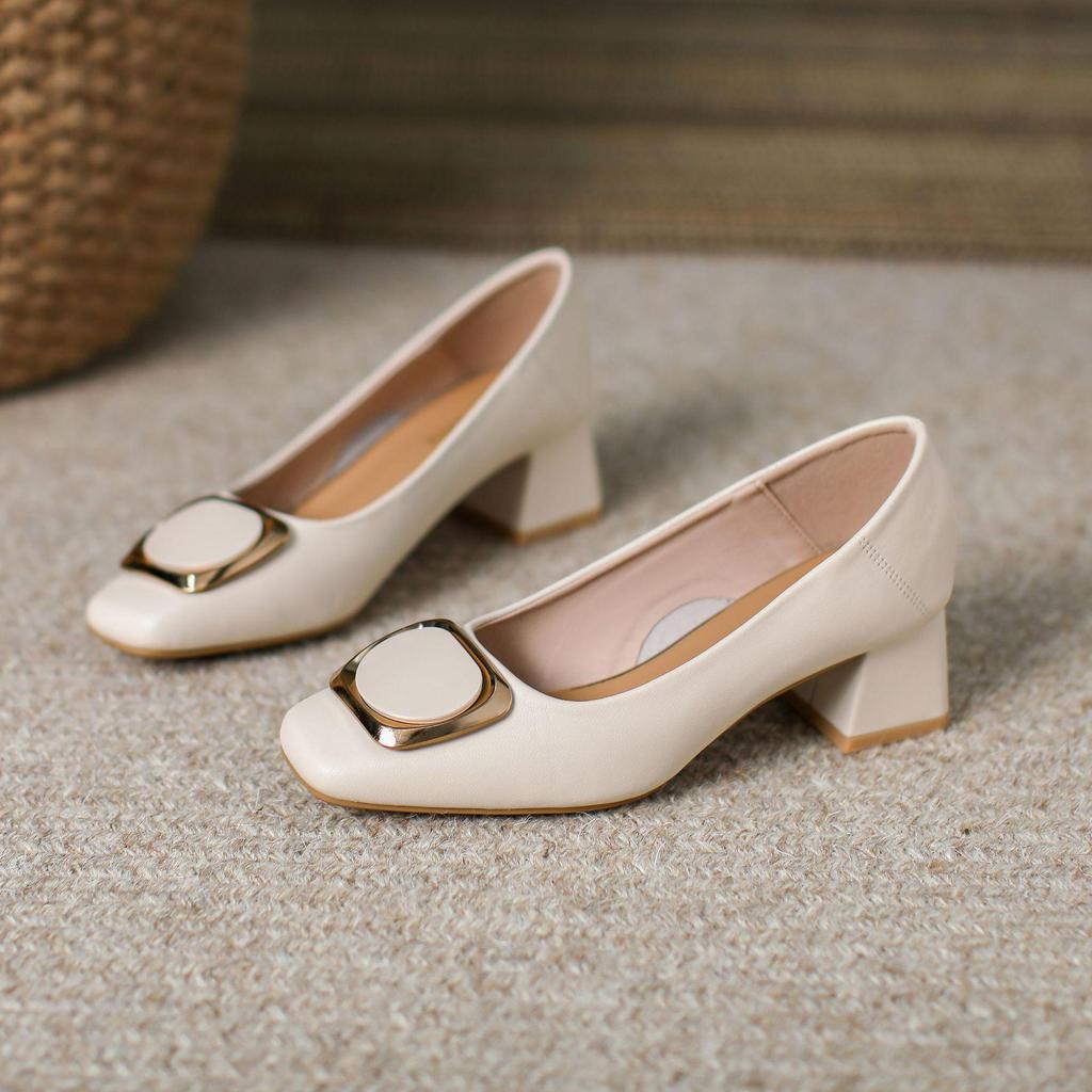 Women's Chunky Heel Low-Cut Work Shoes for Autumn
