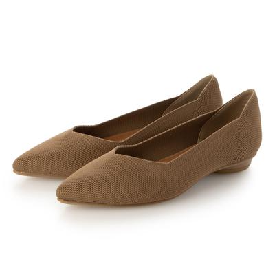 Evol Women's V-Cut Knit Low Heel Pointed Pumps, Dark Beige, Size 22.0 Cm