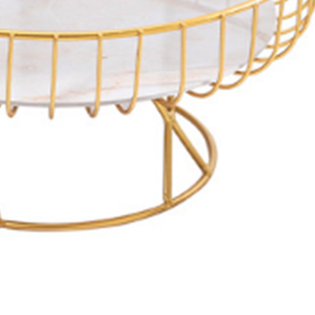 Fruit Tray Hollow Design High Foot Iron Marblel Decorative Practical Baking Paint Process Serving