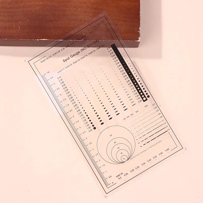 1/2pcs Spot Gauge Comparison Card Ruler Point Dot Line Gauge Scratched Area Circle Ellipse Diameter Width Thickness Micrometer