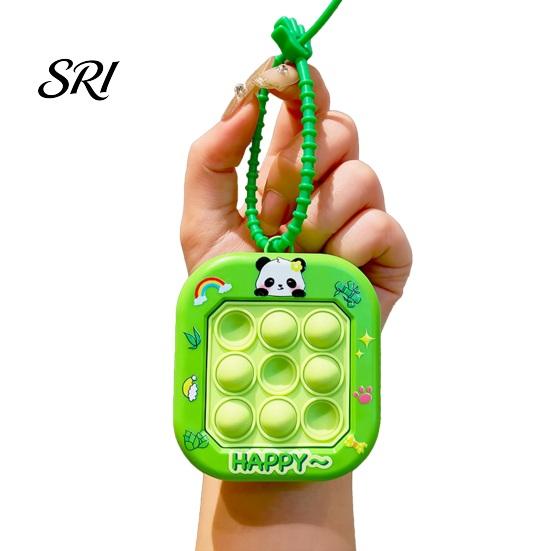 Mini Keychain Pendant Cartoon Cat Panda Design Whack-a-mole Toy Key Chain Pressable Silicone Bubbles with Braided Lanyard Stress Relief