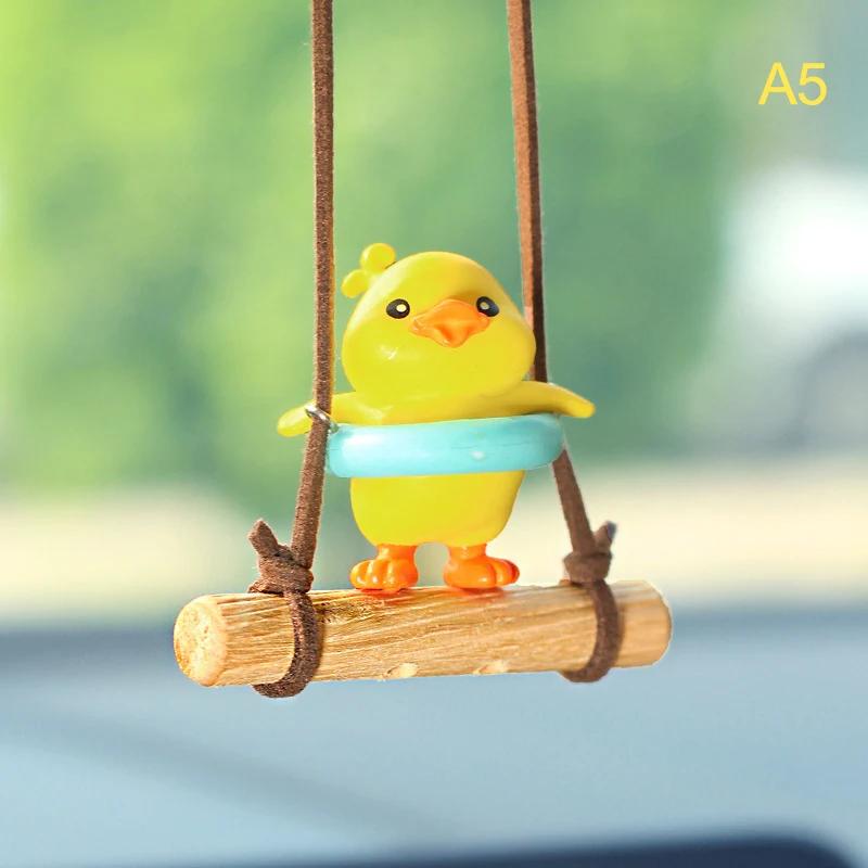 Cartoon Cute Animated Car Accessories Swinging Duck Pendant Car Rearview Mirror Ornaments Birthday Gift Couple Accessories Car