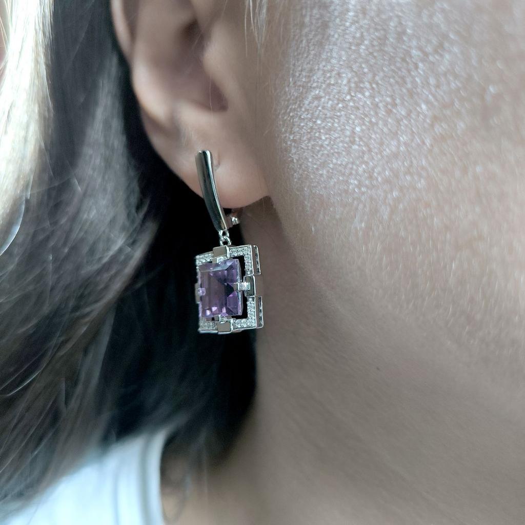 Silver Earrings with Natural Amethyst 9.4ct (2163206)