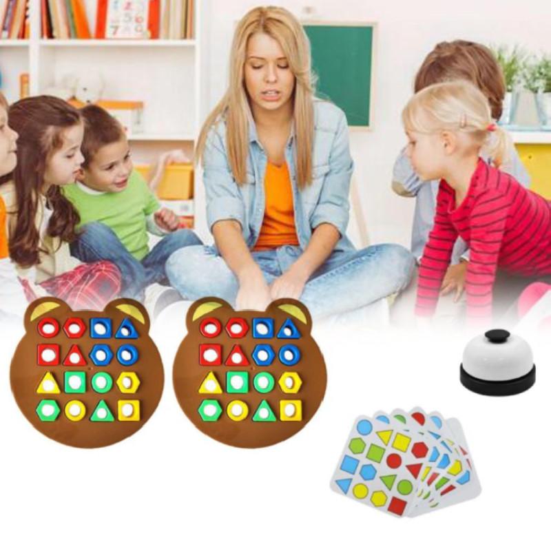 Interactive Educational Bear Geometric Shape Matching Montessori Building Blocks For Parent Child Play