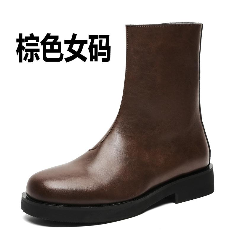 

2025 new high-top boots trendy fashion versatile single boots British style square head short boots men s boots 66630-R 46